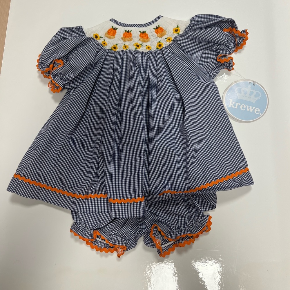 Gingham Smocked Bubble Set